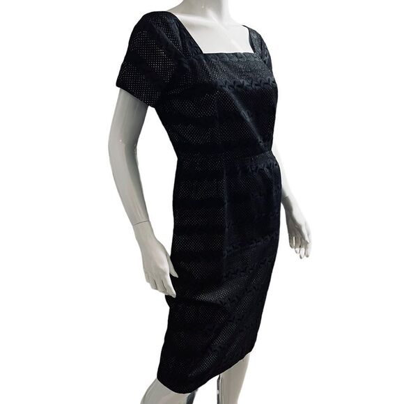 Y2K Black Vintage Dress Eyelets/Embroidered Leaves Midi/Maxi size Small - Picture 9 of 15